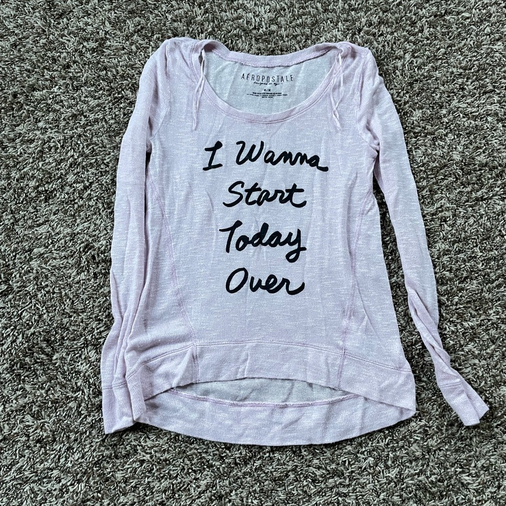 Aeropostale Pink  Lilac Graphic Long Sleeve Tee